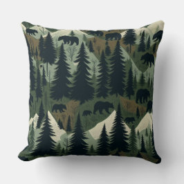 Rustikale Bären- und Waldlandschaft Kissen