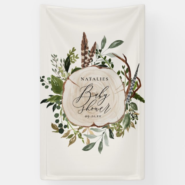 Rustikale Barn botanische Babydusche Banner (Vertikal)