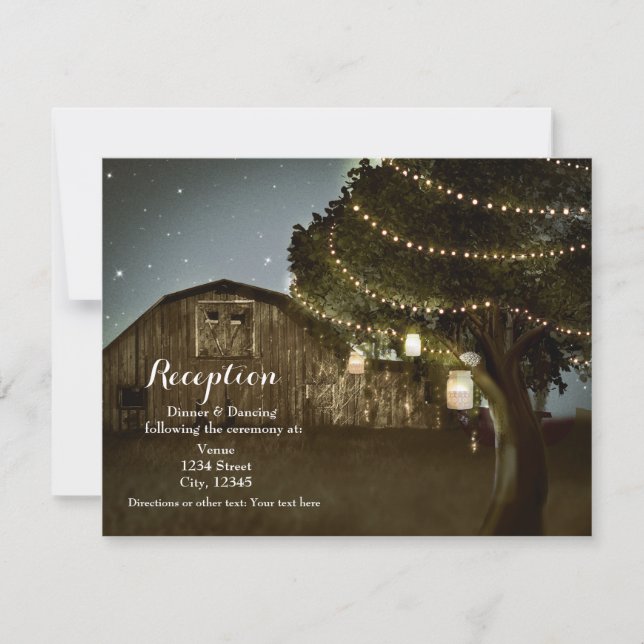 Rustikale Barn & Tree Lights Hochzeitskarte Einladung (Vorderseite)
