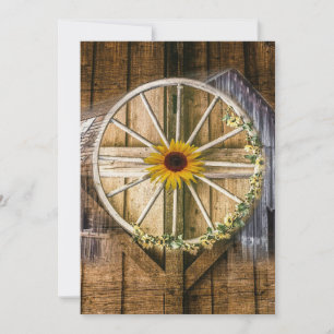Rustikale Barn Wagon Wheel Sonnenblume Feiertagskarte