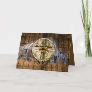 Rustikale Barn Wagon Wheel Sonnenblume Karte