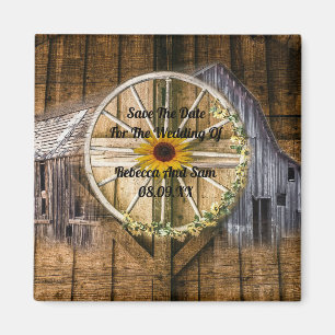 Rustikale Barn Wagon Wheel Sonnenblume Magnet