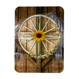 Rustikale Barn Wagon Wheel Sonnenblume Magnet