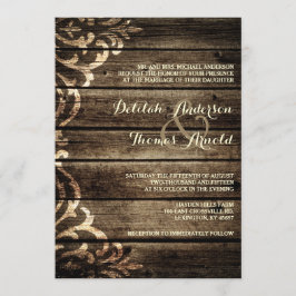 Rustikale Barnholz Damask Vintage Hochzeit Einladu Einladung