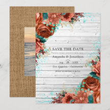 Rustikale Barnkoralle und Aquamarine Blumenhochzei