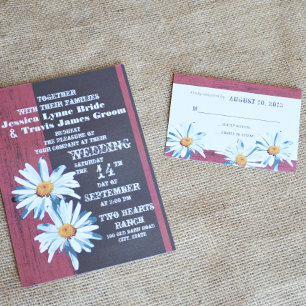 Rustikale Barnwood Daisy Response Card RSVP Karte