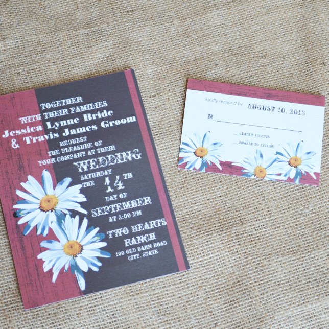 Rustikale Barnwood Daisy Response Card RSVP Karte (Von Creator hochgeladen)