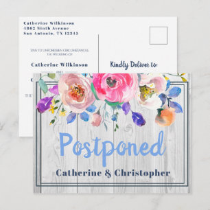 Rustikale Barnwood Floral verzögert Hochzeit Postkarte
