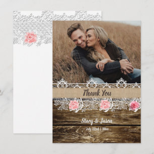 Rustikale Barnwood & Lace Wedding Dankeskarte