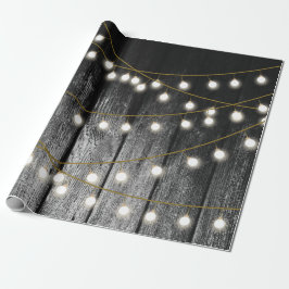 Rustikale Barschschwarz Holz Gold String Lights Geschenkpapier
