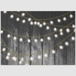 Rustikale Barschschwarz Holz Gold String Lights Seidenpapier