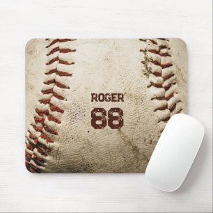 Rustikale Baseball-Initialen Nummer Vintage Mousepad