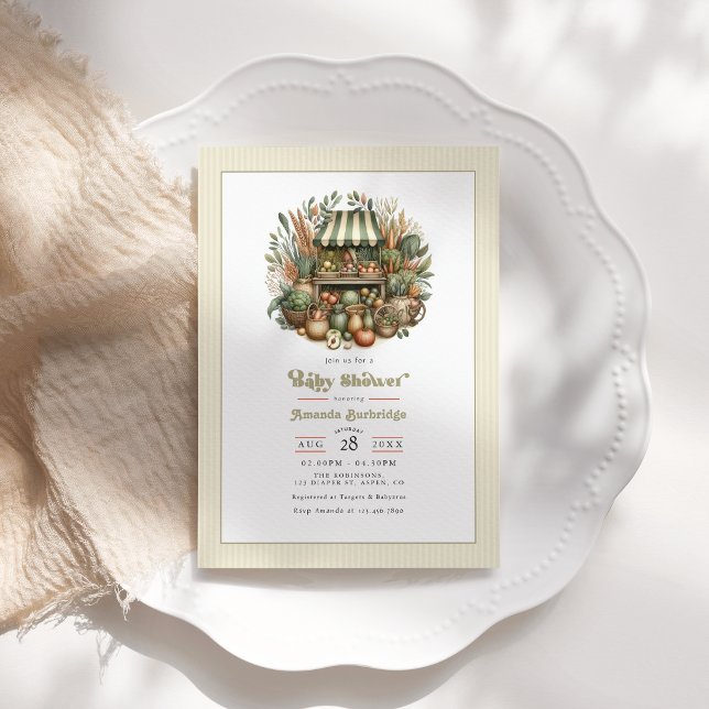 Rustikale Bauern in der Nähe Einladung (Locally Grown Rustic Farmers Market Baby Shower Invitation)