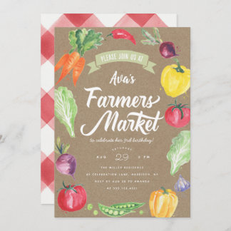 Rustikale Bauern Markt Geburtstagspartei Einladung