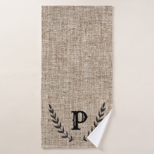 Rustikale Bauernhaus-Jute & schwarze botanische Lo Badhandtuch Set