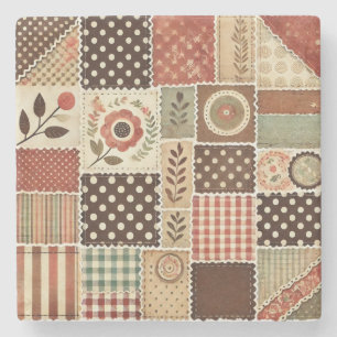 Rustikale Bauernhaus-Terrakotta-Patchwork-Quiltdec Steinuntersetzer