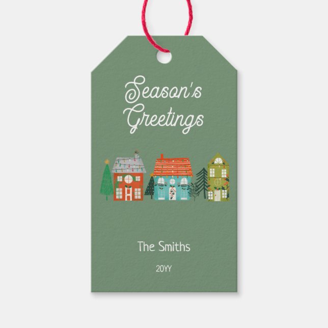 Rustikale Bauernhäuser Weihnachtshäuser Geschenkanhänger (Vorderseite)