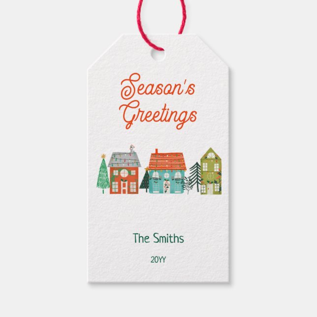 Rustikale Bauernhäuser Weihnachtshäuser Geschenkanhänger (Vorderseite)