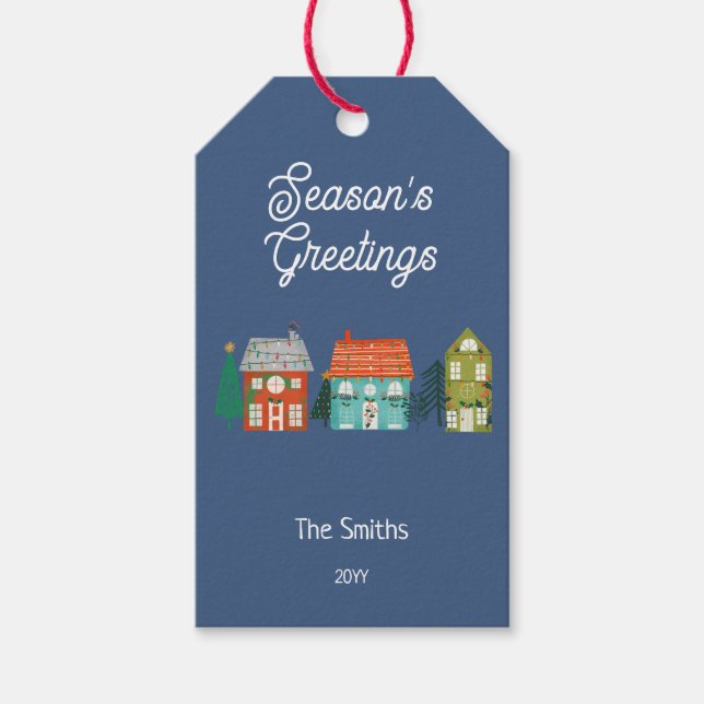 Rustikale Bauernhäuser Weihnachtshäuser Geschenkanhänger (Vorderseite)