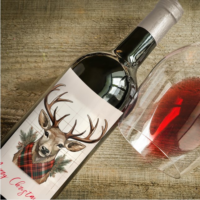 Rustikale Bauernhöfe Schätze mit Kariertem Hirsch Weinetikett (Von Creator hochgeladen)