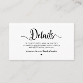 Rustikale Bauernschrift, Hochzeitdetails Begleitkarte