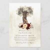 Rustikale Baum Blumen Burgunder Baby Shower