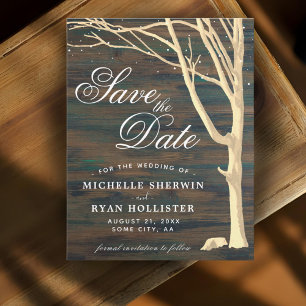 Rustikale Baum Dunkle Holz Schrift Save The Date