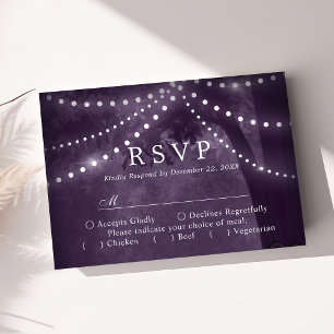 Rustikale Baum-Lichterkette Lila Hochzeit-RSVP RSVP Karte