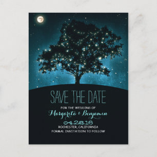 Rustikale Baum- & Lichterkette - Save-the-Date-Kar Ankündigungspostkarte