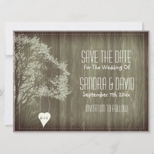 Rustikale Baum mit Herz Save-the-Date-Ankündigung Einladung