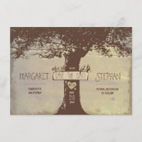 rustikale Baum- und Lichterketten-Save-the-Date-Ka