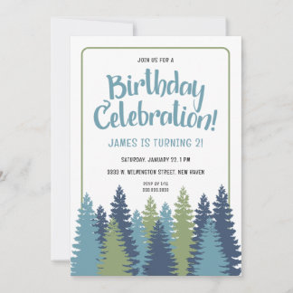 Rustikale Bäume Einladung zum Geburtstag