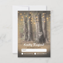 Rustikale Bäume & String Lights Hochzeit RSVP