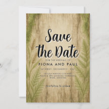 Rustikale Baumrinden- und Moos-Wald-Save-the-Date-