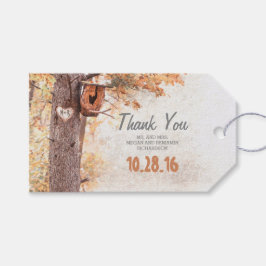 Rustikale Baumschnitzerei Herz-Hochzeit im Herbst Geschenkanhänger