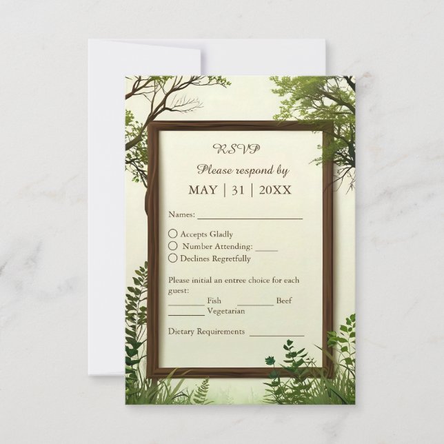 rustikale Baumstruktur RSVP Karte (Vorderseite)