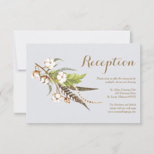 Rustikale Baumwoll-Blumen-Hochzeitsempfangskarte Einladung
