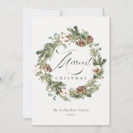 Rustikale Baumwolle Pine Cone Merriest Weihnachtsk Feiertagskarte