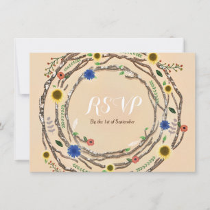 Rustikale Baumzweige Floral Vintage RSVP-Karte Einladung