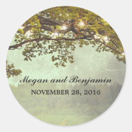 Rustikale Baumzweige Hochzeit Runder Aufkleber