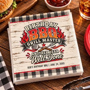 Rustikale BBQ-Grillmeister-Geburtstagsfeier Serviette