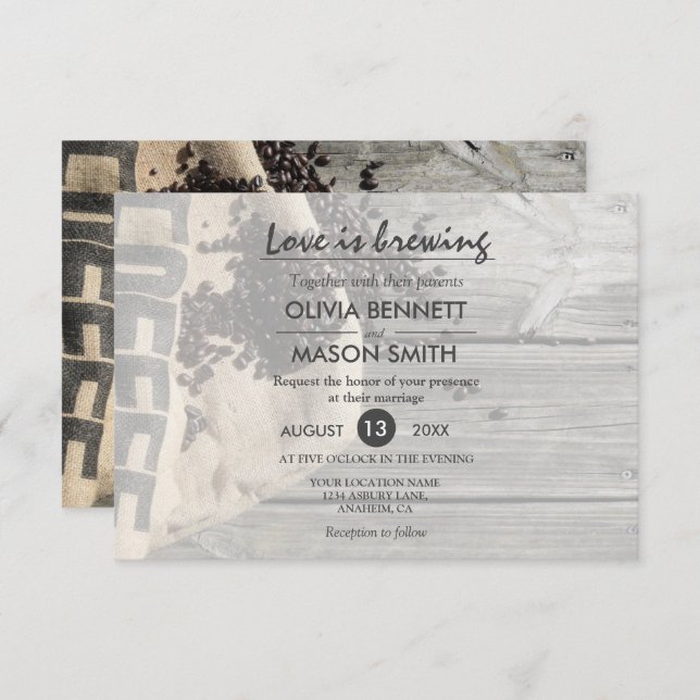 Rustikale Bean-Liebe ist Braukarte Einladung (Vorne/Hinten)