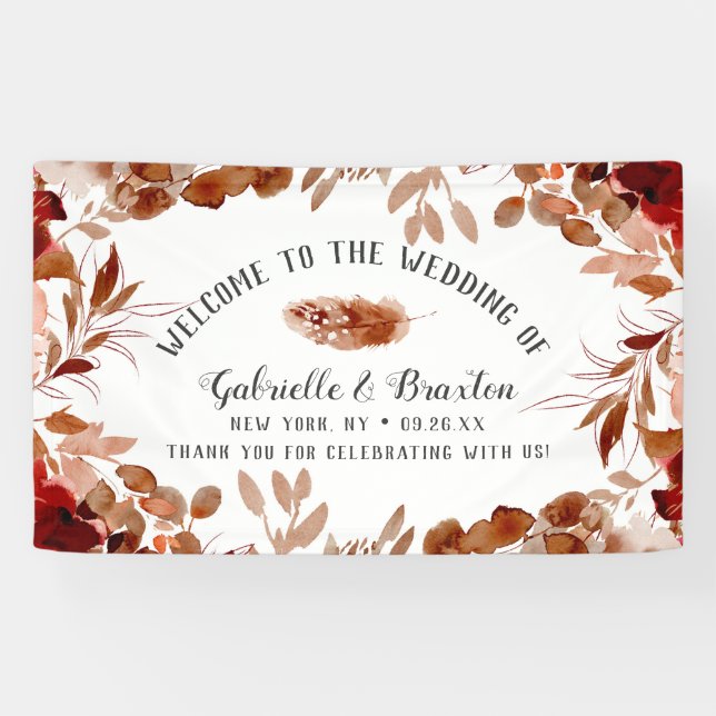 Rustikale Beauty Floral Border Hochzeit im Herbst  Banner (Horizontal)