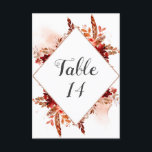 Rustikale Beauty Floral Gerahmte Hochzeitsfeiern T Einladung<br><div class="desc">Rustikale Schönheit Gerahmte Wasserfarbe Bohemisch Herbst oder Fall Design mit Boho Hand bemalten Blume, Federn, und viel von bunten Orange, Rost, Rot, Burgund, Marsala, Pfirsichfarben Blätter und Blattwerk. Mit handgezeichneten Linien, Wirblen handgeschriebenen Schriftart und Rose Gold Glitzer Foil Geometric Diamond Rahmen mit Paint Brush Strokes Hochzeit oder jede Veranstaltung Tischnummern!...</div>