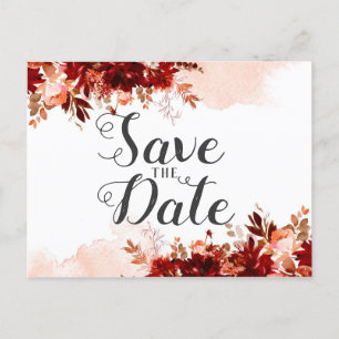 Rustikale Beauty Floral Wasserfarbe Save the Date Ankündigungspostkarte