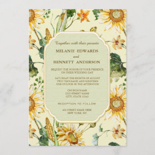 Rustikale Beauty Sonnenblume Botanische Hochzeit Einladung