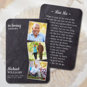 Rustikale Beerdigung Deluxe 3-Foto-Gedenkkarte