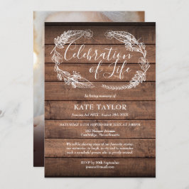 Rustikale Beerdigung des Fotos des Lebens Einladung