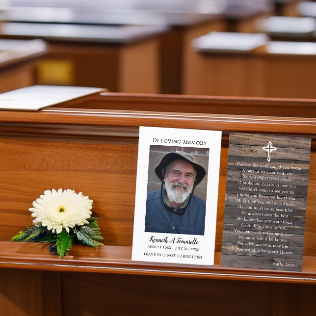 Rustikale Beerdigungskarte Visitenkarte (Rustic Funeral Memorial Prayer Photo Card)