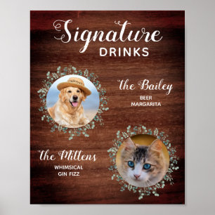Rustikale Begleiter Hochzeitcocktail Hunde Signatu Poster